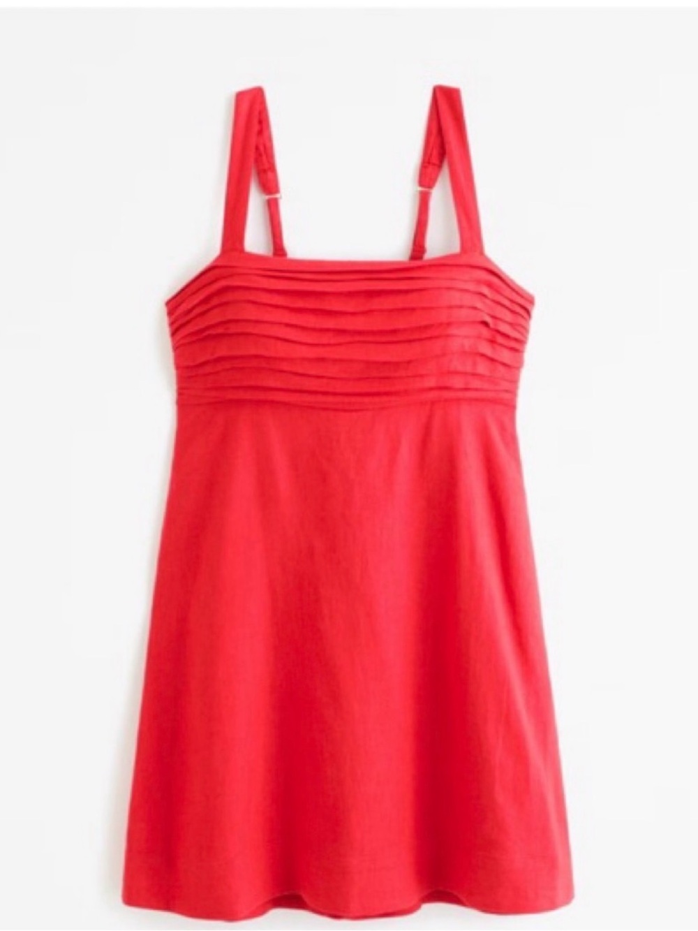 Abercrombie & Fitch Red Emerson Pleated Linen Blend Mini Romper Dress
